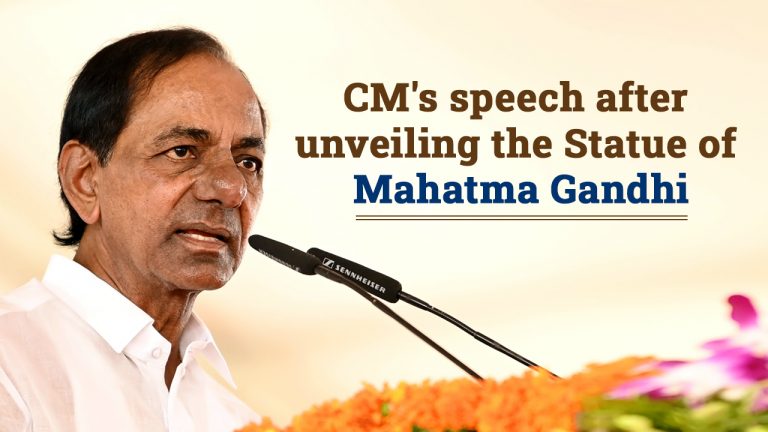 Cm Sri Kcrs Speech After Unveiling The Statue Of Mahatma Gandhi At