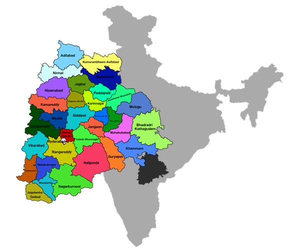 Telangana Map-HomePage-33districts